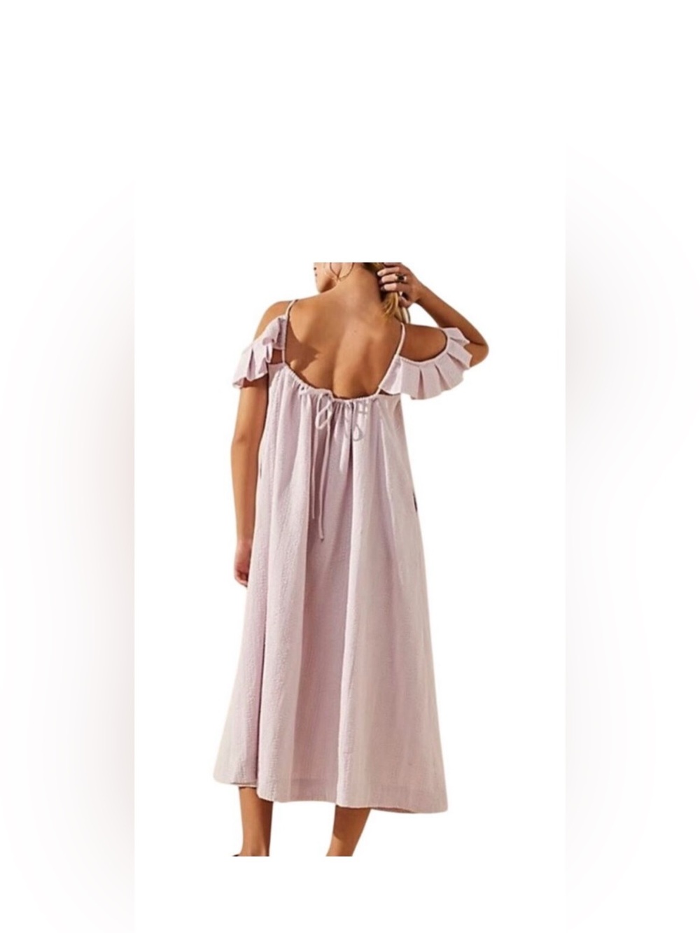 Free People Tamara Lilac Open Back Seersucker Midi/Maxi Dress - Picture 11 of 16